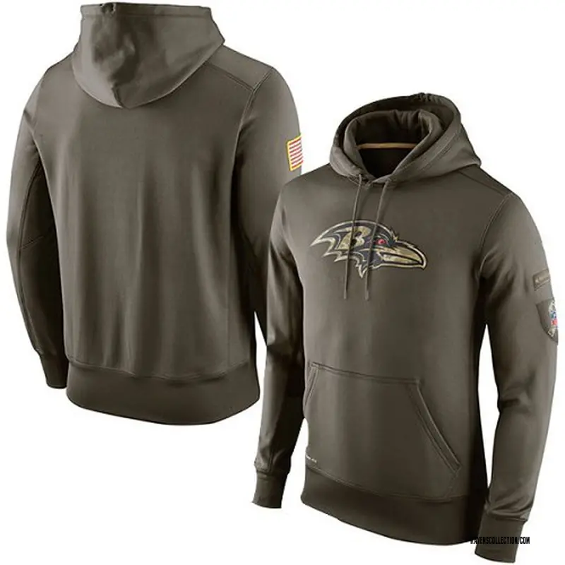 Men's Baltimore Ravens Nike Salute to Service KO Performance Hoodie Olive